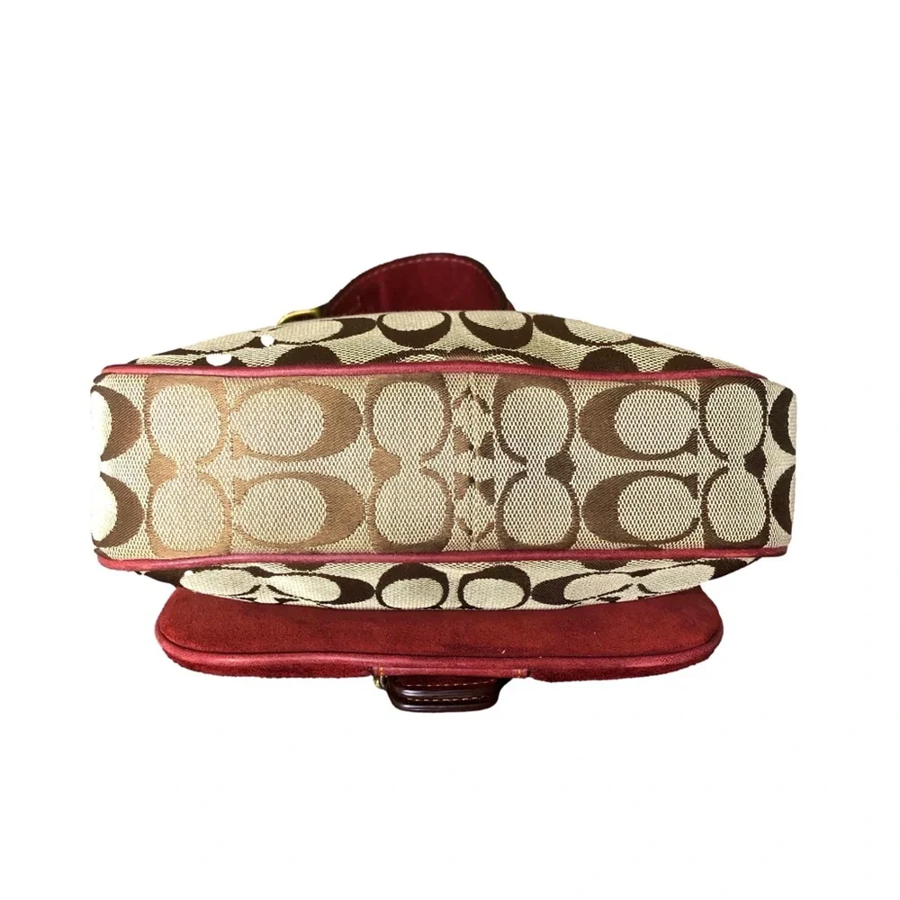 COACH Jacquard Signature C Special Edition 2004 Tan and Red Mini Shoulder Bag